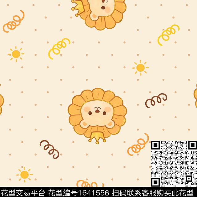 线条狮子太阳数码印花花型下载（图片编号: 1641556） - 瓦栏（Walan）