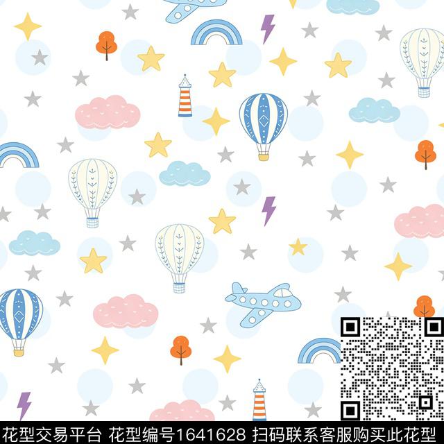 星星彩虹飞机数码印花花型下载（图片编号: 1641628） - 瓦栏（Walan）
