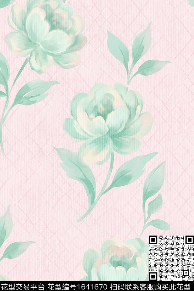 年轻女装小清新花卉数码印花花型下载（图片编号: 1641670） - 瓦栏（Walan）