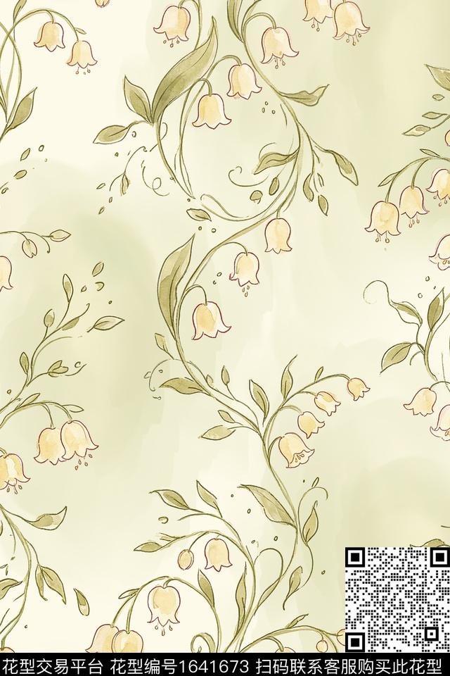 年轻女装小清新花卉数码印花花型下载（图片编号: 1641673） - 瓦栏（Walan）