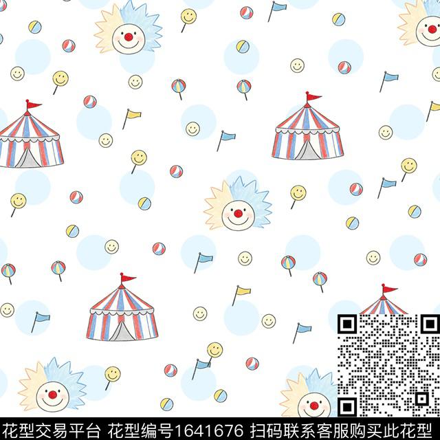 马戏团帐篷小丑数码印花花型下载（图片编号: 1641676） - 瓦栏（Walan）