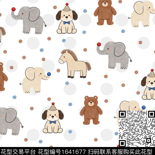 大象波点狗数码印花花型下载（图片编号: 1641677） - 瓦栏（Walan）