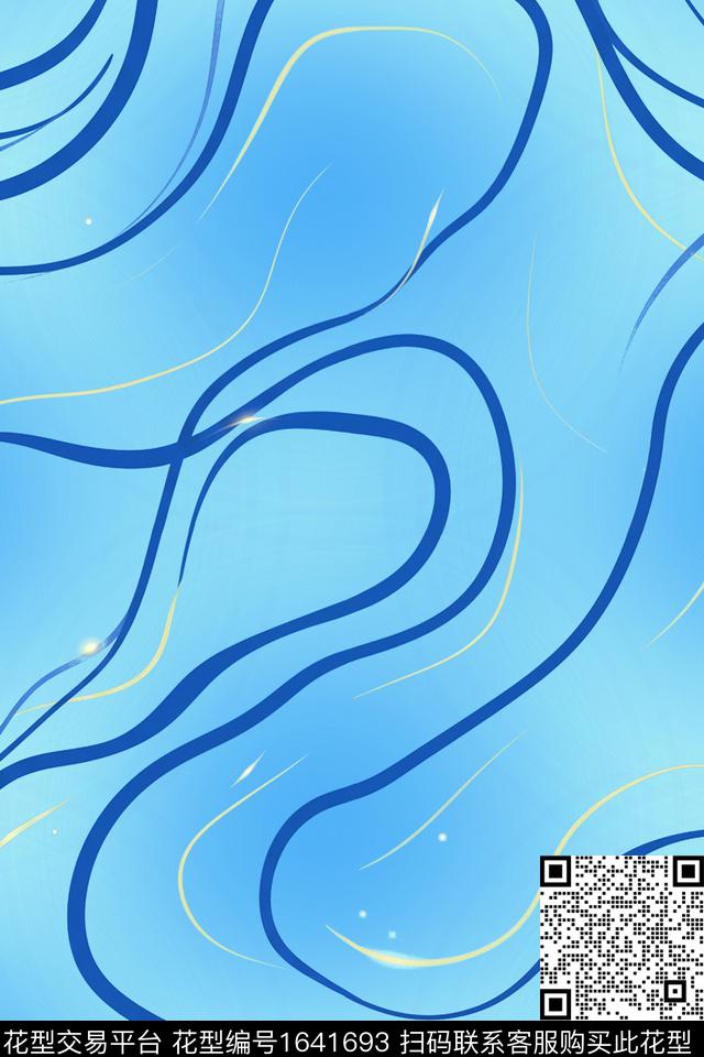 年轻女装线条渐变数码印花花型下载（图片编号: 1641693） - 瓦栏（Walan）