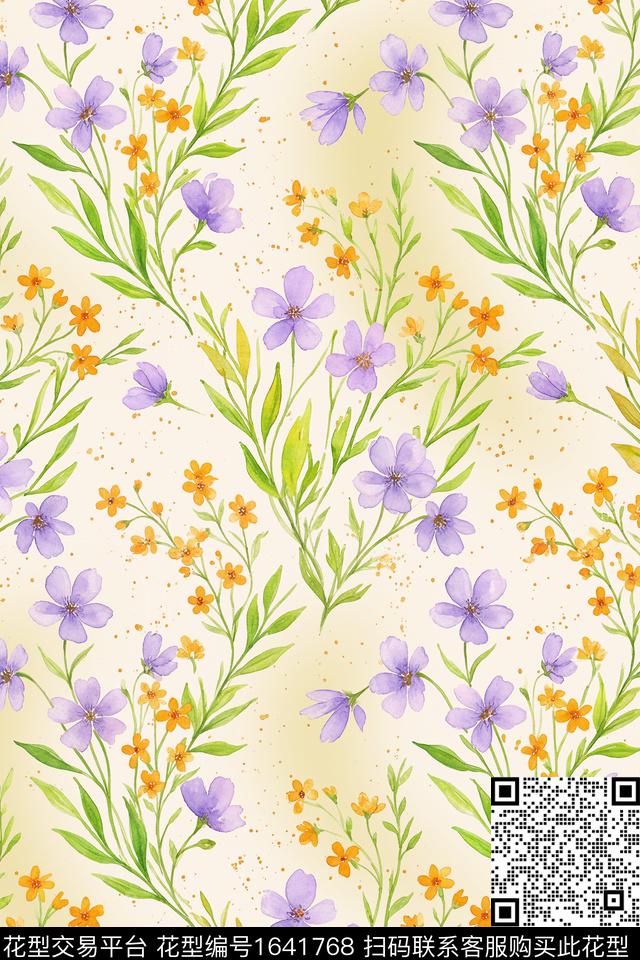 年轻女装花卉水彩花卉数码印花花型下载（图片编号: 1641768） - 瓦栏（Walan）