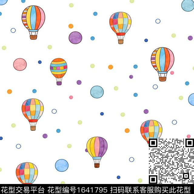 热气球波点天空数码印花花型下载（图片编号: 1641795） - 瓦栏（Walan）