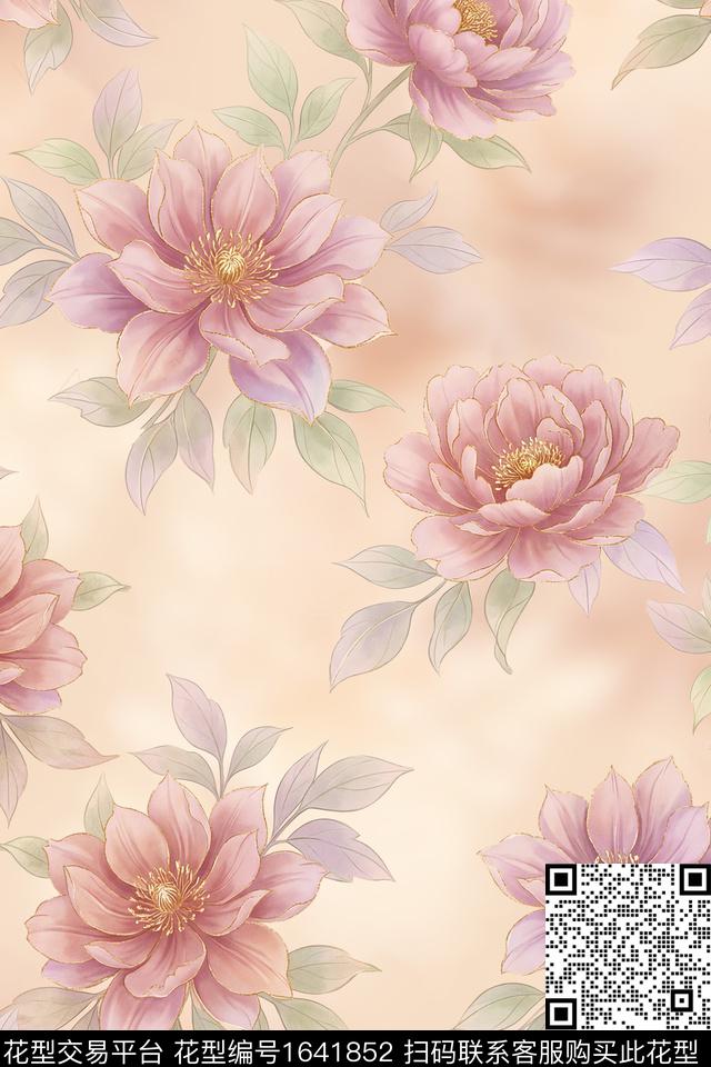 花卉水彩花卉大花数码印花花型下载（图片编号: 1641852） - 瓦栏（Walan）