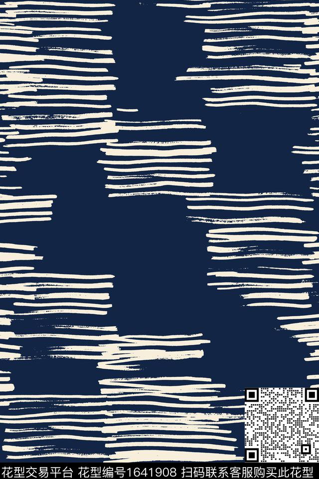 笔触条纹抽象数码印花花型下载（图片编号: 1641908） - 瓦栏（Walan）