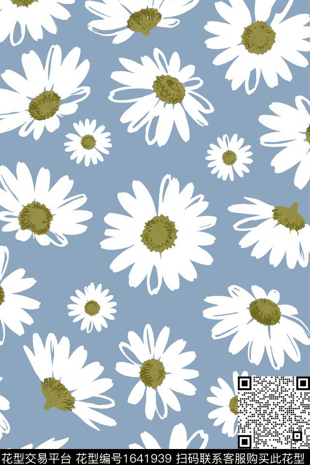 年轻女装花卉小雏菊传统印花花型下载（图片编号: 1641939） - 瓦栏（Walan）
