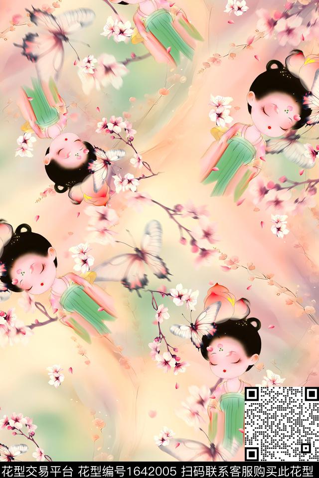 年轻女装满版散花童装数码印花花型下载（图片编号: 1642005） - 瓦栏（Walan）