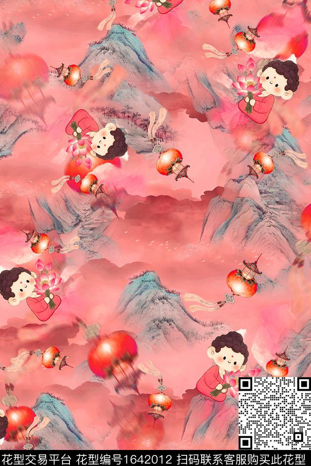 年轻女装满版散花童装数码印花花型下载（图片编号: 1642012） - 瓦栏（Walan）