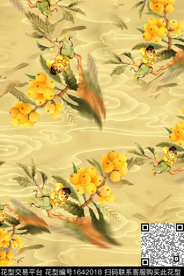 年轻女装满版散花童装数码印花花型下载（图片编号: 1642018） - 瓦栏（Walan）