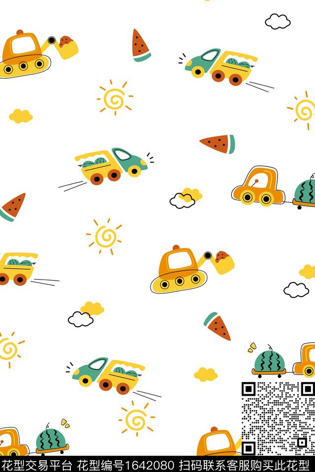 可爱西瓜卡通数码印花花型下载（图片编号: 1642080） - 瓦栏（Walan）