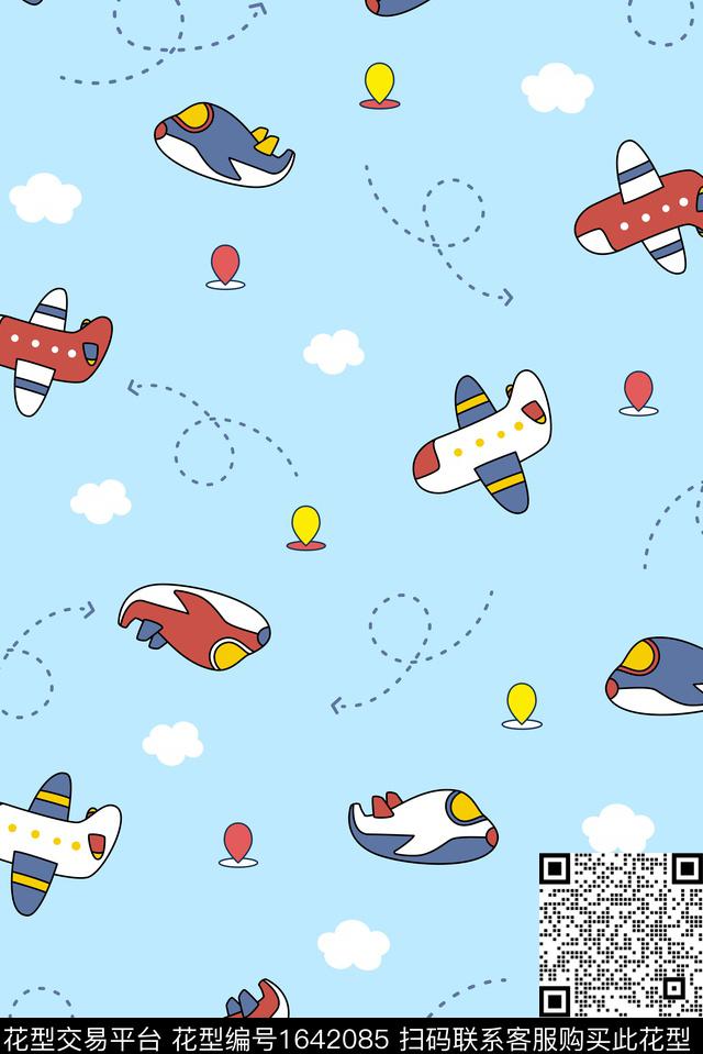 可爱卡通飞机数码印花花型下载（图片编号: 1642085） - 瓦栏（Walan）