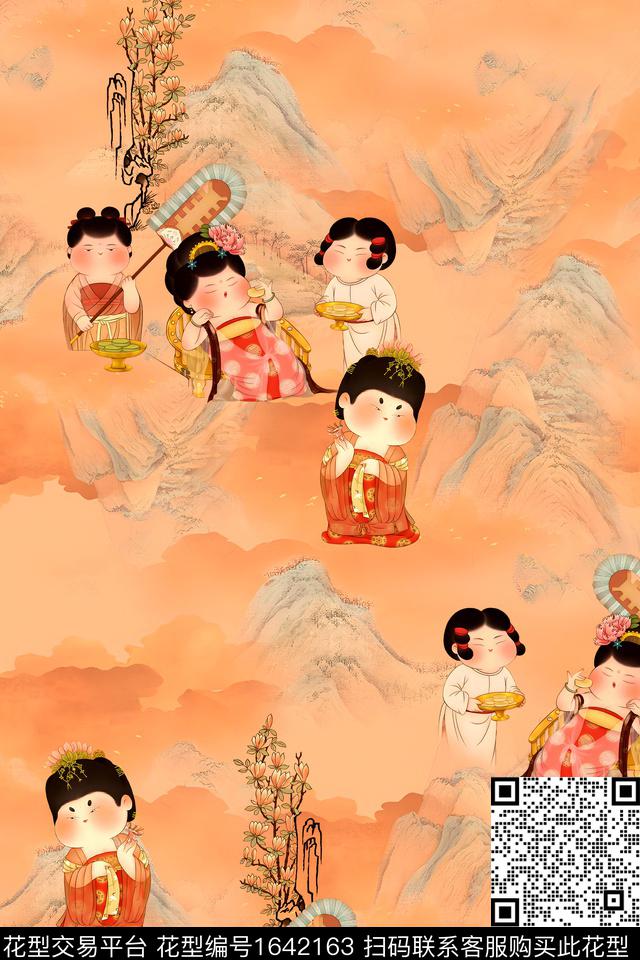 年轻女装满版散花童装数码印花花型下载（图片编号: 1642163） - 瓦栏（Walan）