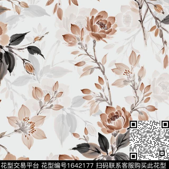 影花水彩花卉花卉数码印花花型下载（图片编号: 1642177） - 瓦栏（Walan）