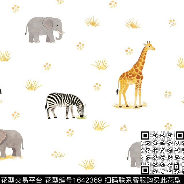动物长颈鹿斑马数码印花花型下载（图片编号: 1642369） - 瓦栏（Walan）