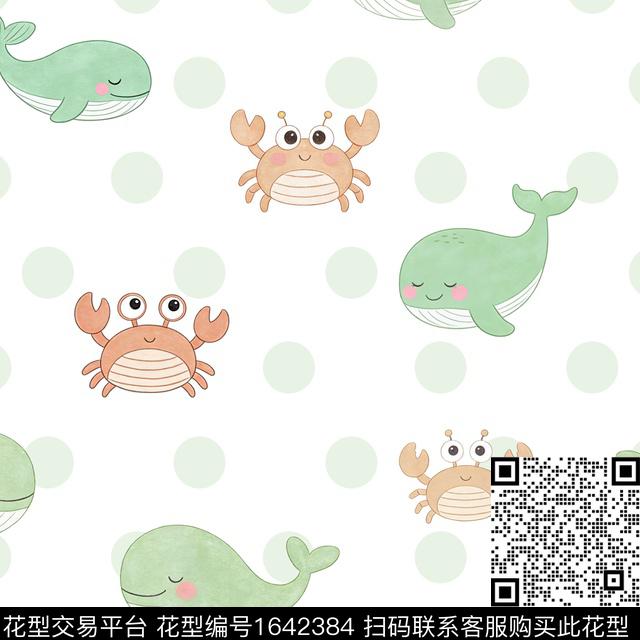 鲸鱼海洋螃蟹数码印花花型下载（图片编号: 1642384） - 瓦栏（Walan）