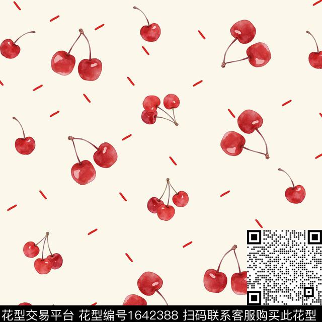 樱桃趣味少女数码印花花型下载（图片编号: 1642388） - 瓦栏（Walan）