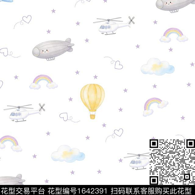 飞机热气球星星数码印花花型下载（图片编号: 1642391） - 瓦栏（Walan）