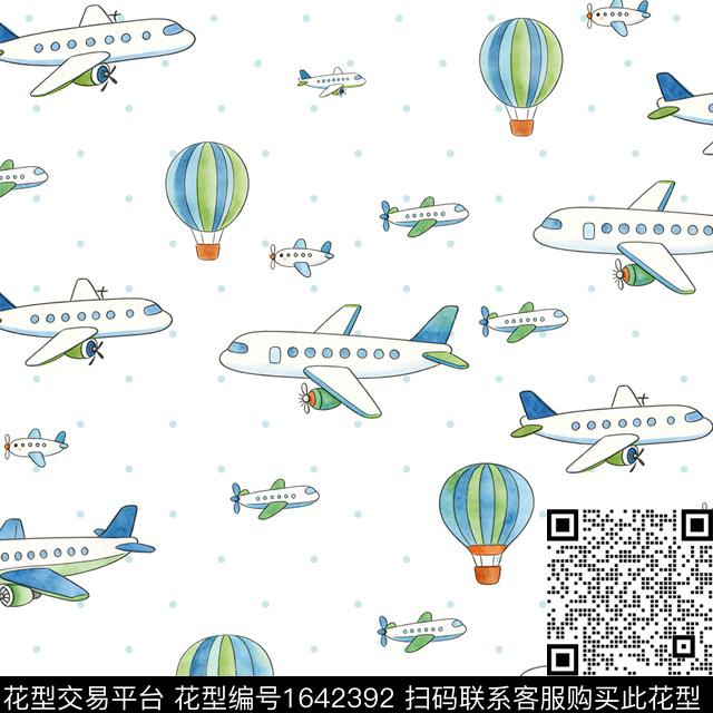 飞机热气球波点数码印花花型下载（图片编号: 1642392） - 瓦栏（Walan）