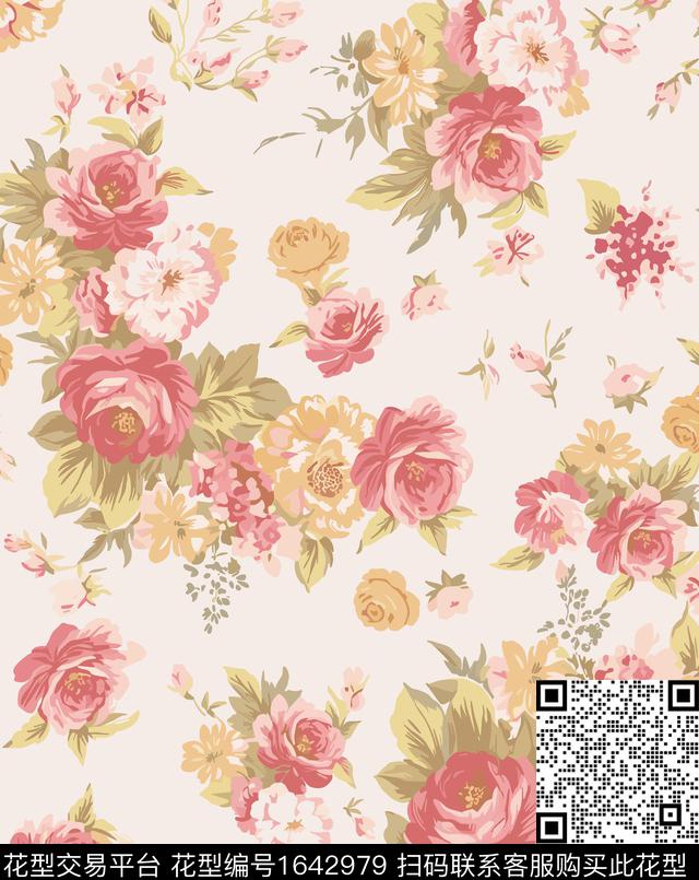 年轻女装花卉平面花卉传统印花花型下载（图片编号: 1642979） - 瓦栏（Walan）