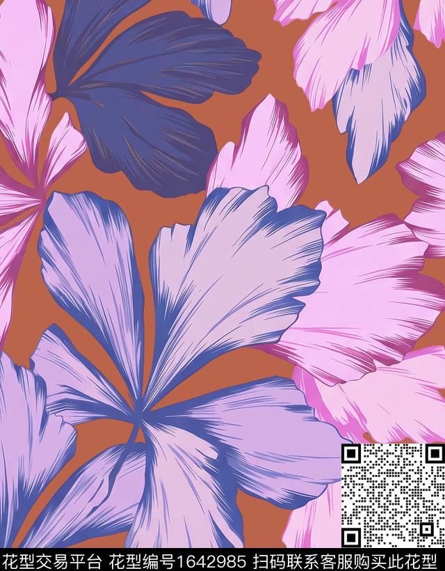 植物叶子数码印花花型下载（图片编号: 1642985） - 瓦栏（Walan）