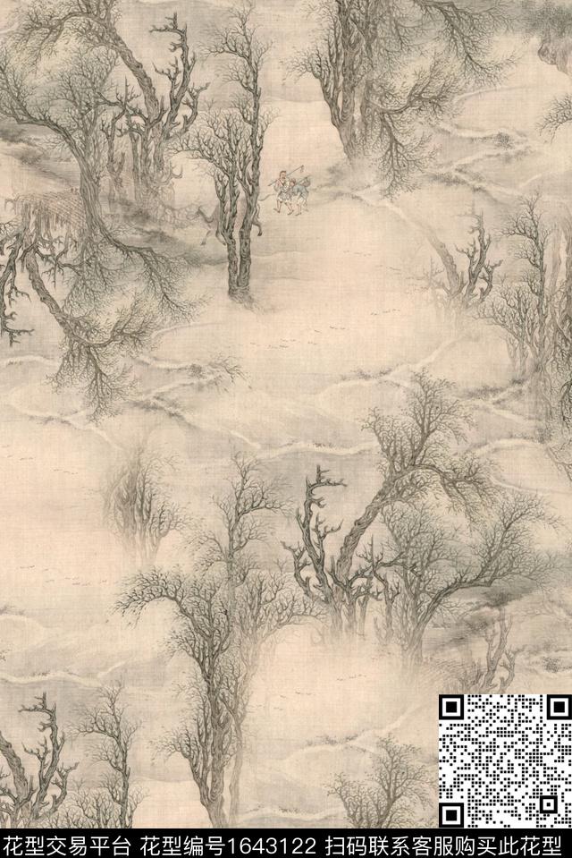 中国风男装休闲风数码印花花型下载（图片编号: 1643122） - 瓦栏（Walan）