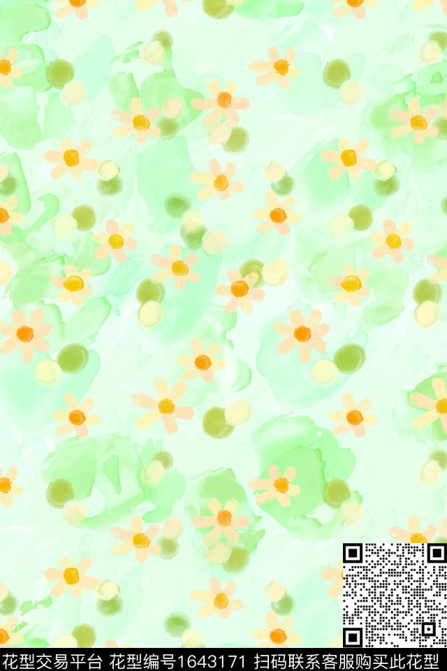 小清新清爽底花卉花卉数码印花花型下载（图片编号: 1643171） - 瓦栏（Walan）