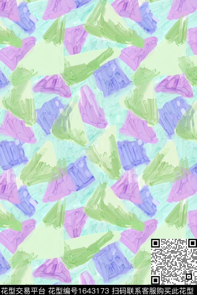 小清新清爽底花卉几何数码印花花型下载（图片编号: 1643173） - 瓦栏（Walan）