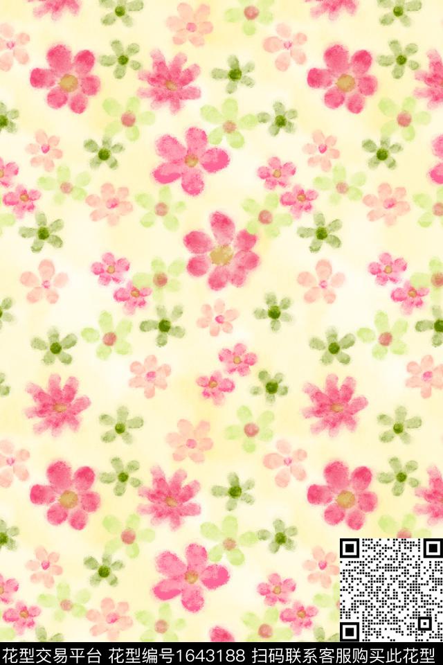 小清新可爱花卉数码印花花型下载（图片编号: 1643188） - 瓦栏（Walan）