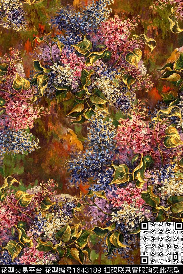 年轻女装满版散花中老年数码印花花型下载（图片编号: 1643189） - 瓦栏（Walan）