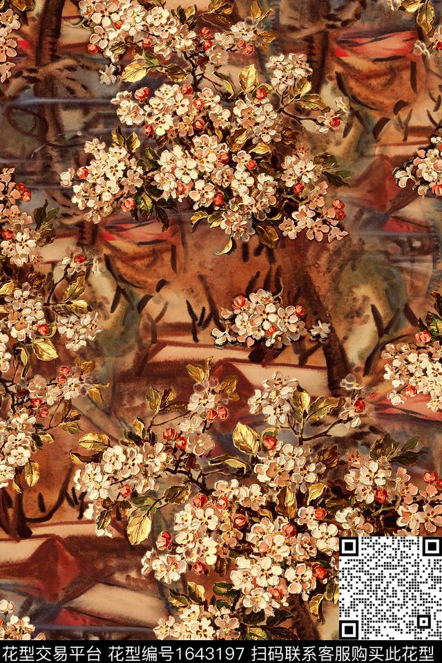 年轻女装满版散花中老年数码印花花型下载（图片编号: 1643197） - 瓦栏（Walan）