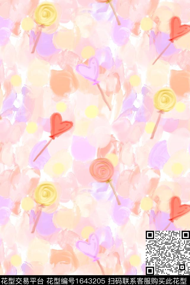 可爱爱心几何数码印花花型下载（图片编号: 1643205） - 瓦栏（Walan）
