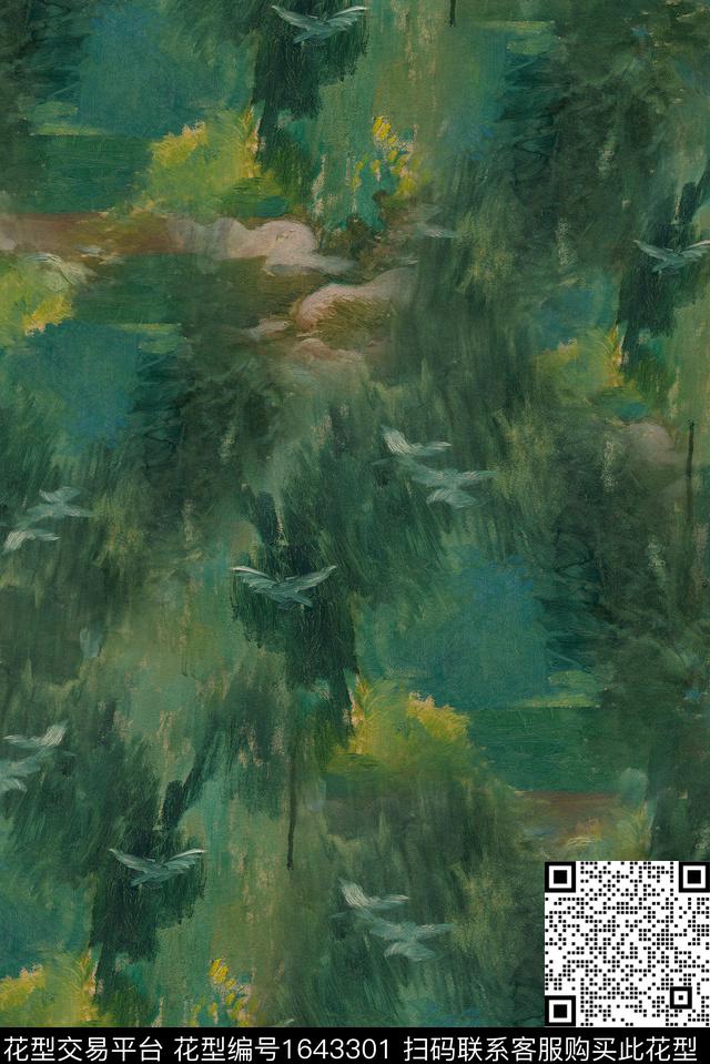 笔触中老年男装数码印花花型下载（图片编号: 1643301） - 瓦栏（Walan）