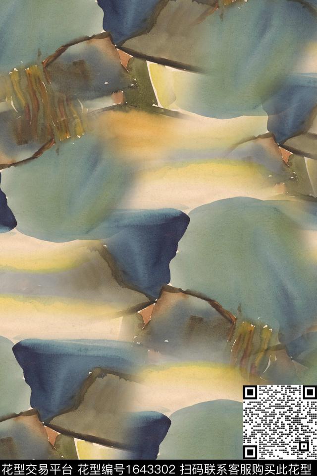 笔触中老年男装数码印花花型下载（图片编号: 1643302） - 瓦栏（Walan）