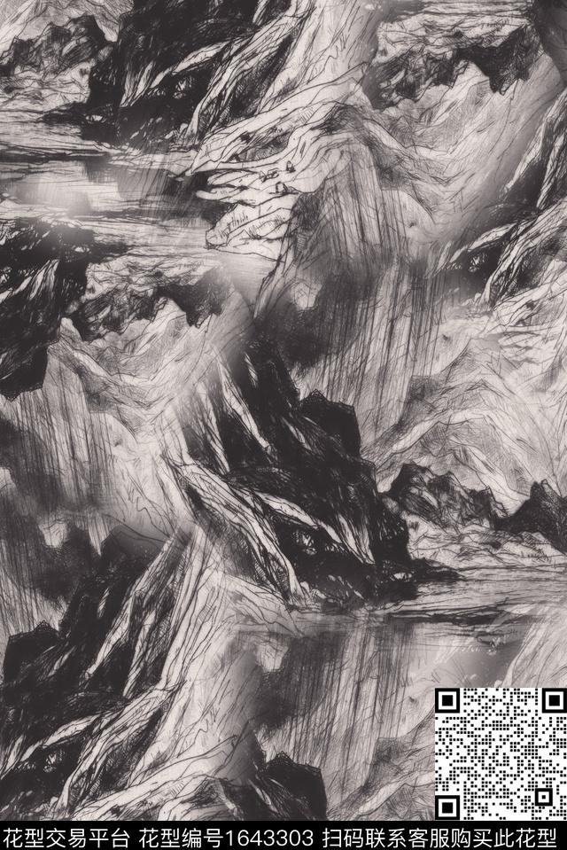 笔触中老年男装数码印花花型下载（图片编号: 1643303） - 瓦栏（Walan）
