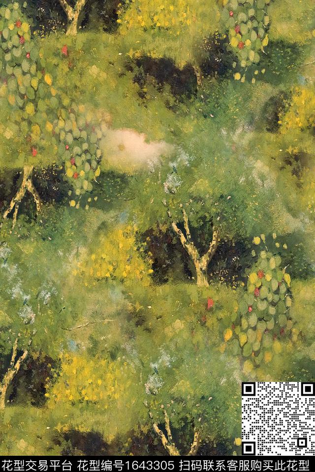 笔触中老年男装数码印花花型下载（图片编号: 1643305） - 瓦栏（Walan）