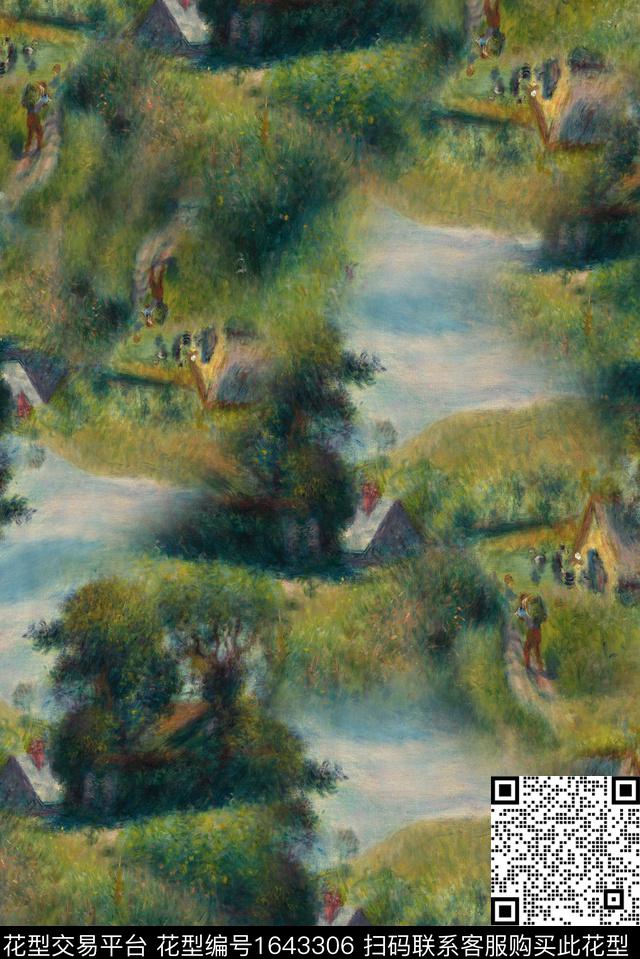 笔触中老年男装数码印花花型下载（图片编号: 1643306） - 瓦栏（Walan）