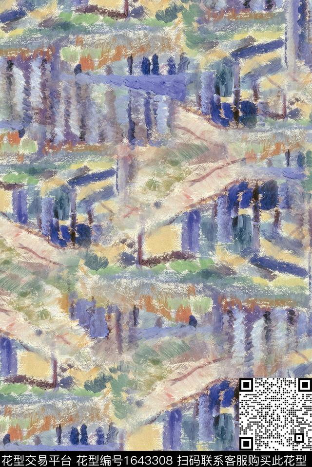 笔触中老年男装数码印花花型下载（图片编号: 1643308） - 瓦栏（Walan）