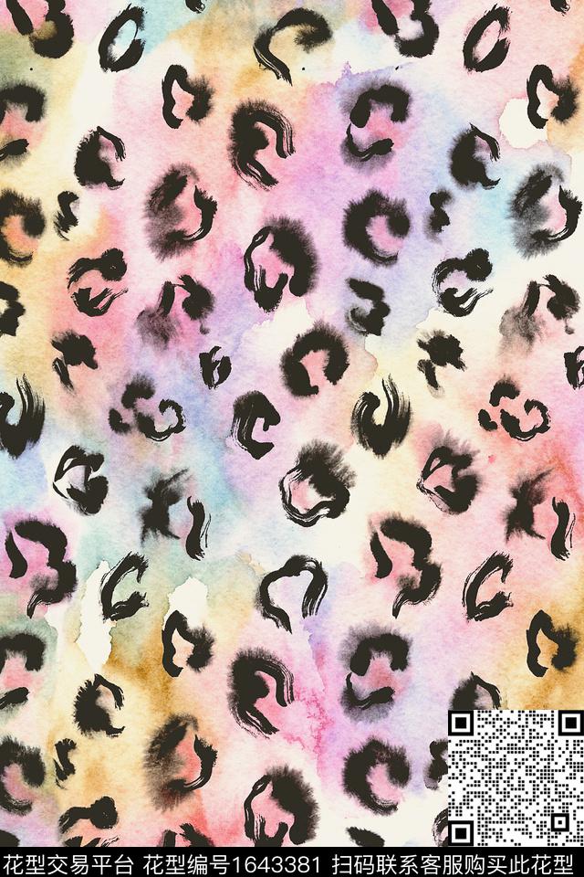 豹纹水彩水墨风数码印花花型下载（图片编号: 1643381） - 瓦栏（Walan）