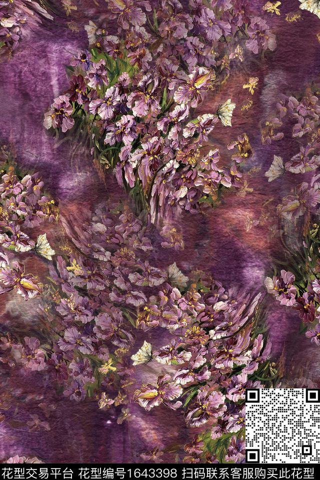 满版散花中老年油画花型数码印花花型下载（图片编号: 1643398） - 瓦栏（Walan）