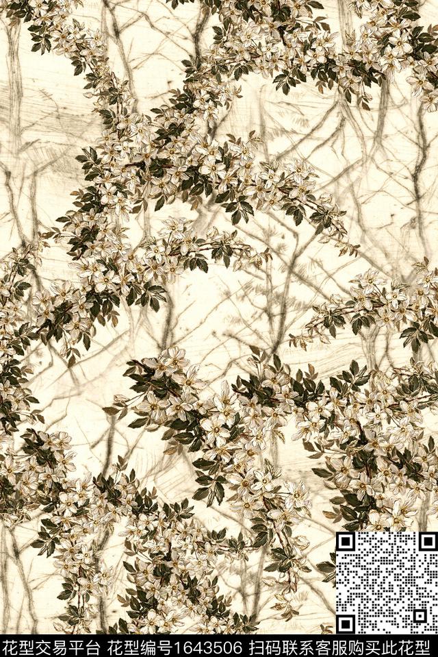 满版散花中老年油画花型数码印花花型下载（图片编号: 1643506） - 瓦栏（Walan）