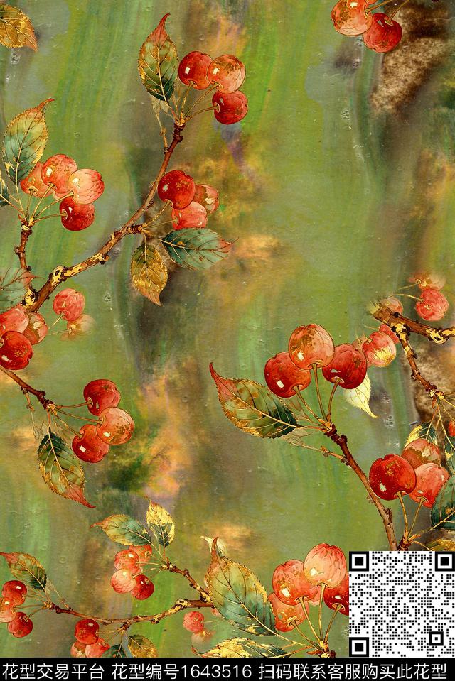 满版散花中老年油画花型数码印花花型下载（图片编号: 1643516） - 瓦栏（Walan）
