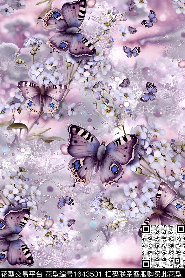 年轻女装小清新满版散花数码印花花型下载（图片编号: 1643531） - 瓦栏（Walan）