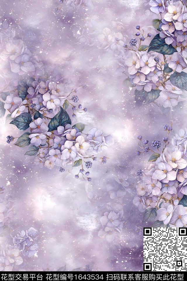 年轻女装小清新满版散花数码印花花型下载（图片编号: 1643534） - 瓦栏（Walan）