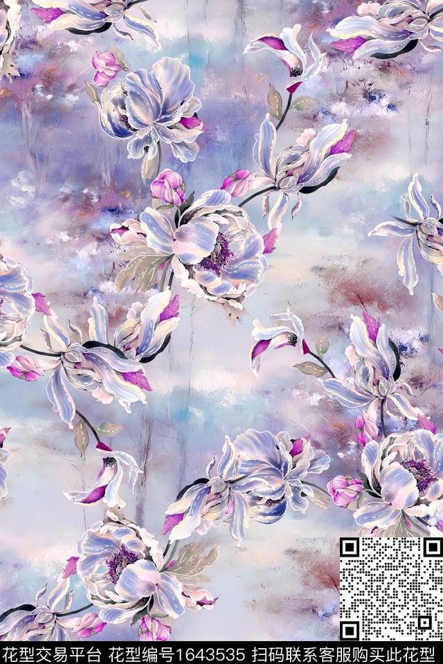 年轻女装小清新满版散花数码印花花型下载（图片编号: 1643535） - 瓦栏（Walan）