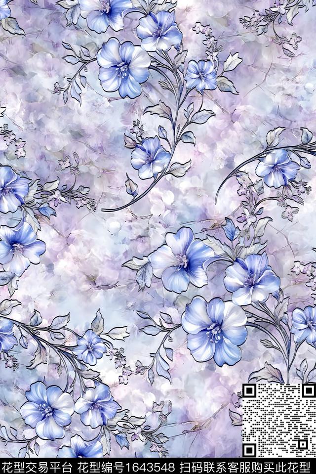 年轻女装小清新满版散花数码印花花型下载（图片编号: 1643548） - 瓦栏（Walan）