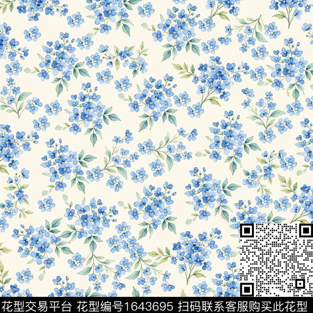 花卉水彩花卉小碎花数码印花花型下载（图片编号: 1643695） - 瓦栏（Walan）