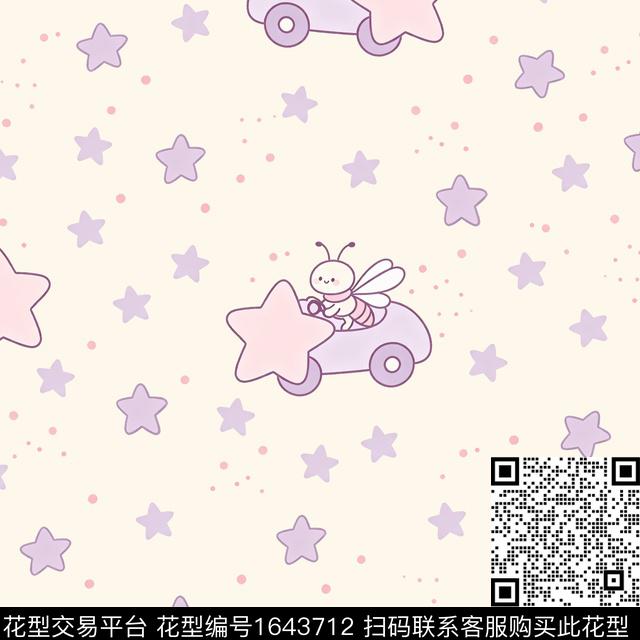 小蜜蜂星星小车数码印花花型下载（图片编号: 1643712） - 瓦栏（Walan）