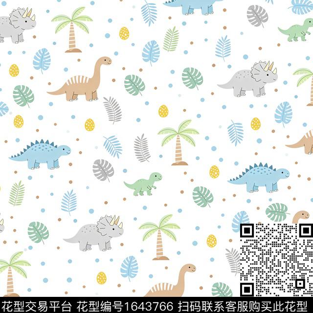 动物恐龙树林数码印花花型下载（图片编号: 1643766） - 瓦栏（Walan）